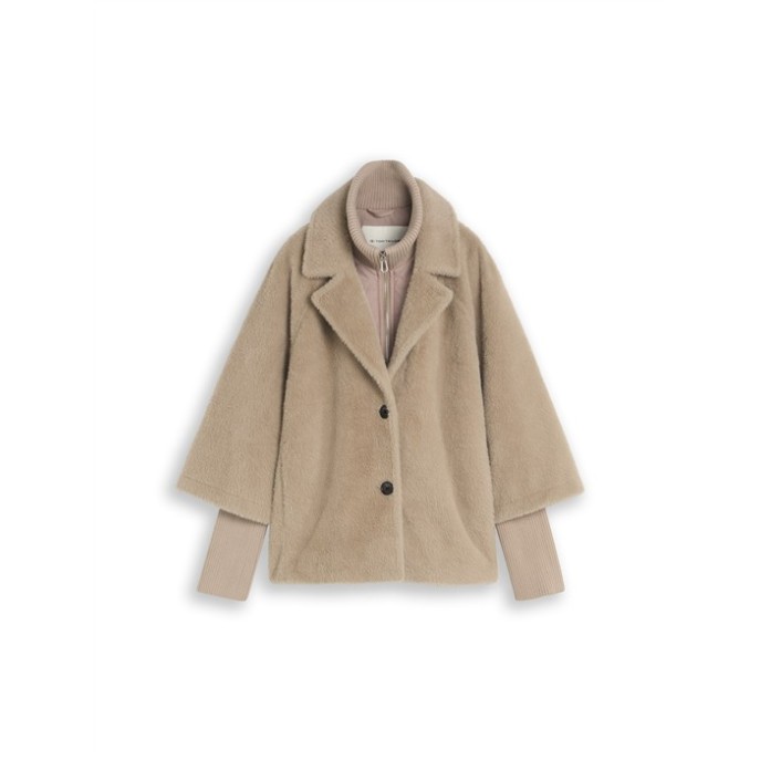 Tom Tailor Cosy Cape winterjas 1051134 - soft taupe Tom Tailor Cosy Cape winterjas 1051134 - soft taupe